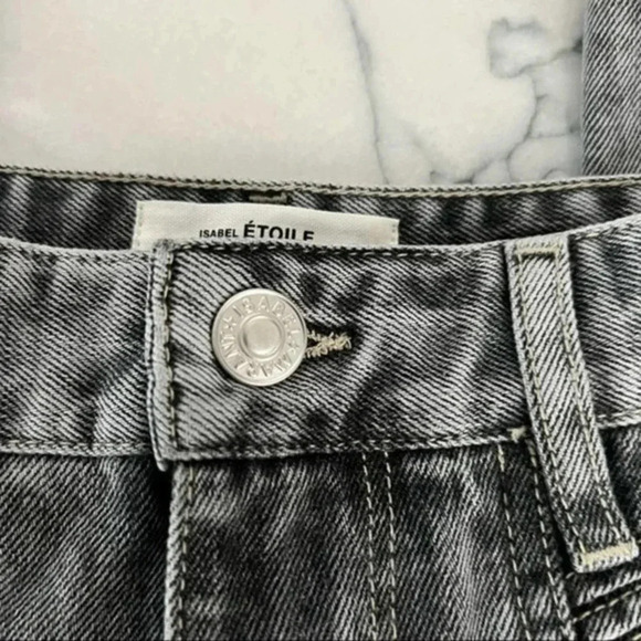 $370 Etoile Isabel Marant Hominy Acid-Washed  High Waist Moto Jeans B009 - Picture 6 of 8